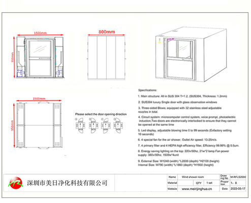 Doccia aria da pavimento a soffitto di grandi dimensioni Cargo Doccia aria SS Doppia porta scorrevole