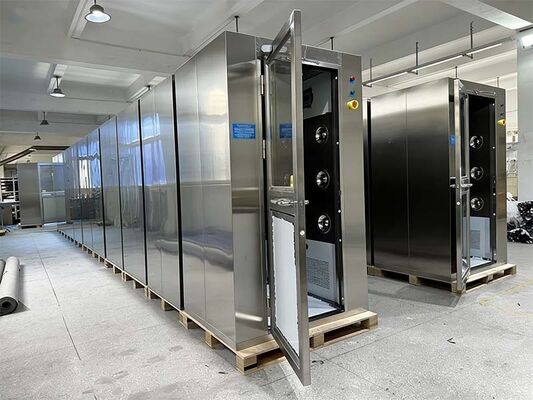 Doccia ad aria a porta scorrevole intelligente con riconoscimento facciale e costruzione in acciaio inossidabile per la decontaminazione del personale