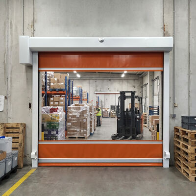 Porta rotante resistente al vento ad alta velocità con sensore radar e tenda in PVC da 0,8 mm per strutture industriali