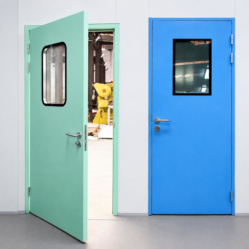 Porta in acciaio per ambienti puliti a doppia oscillazione con design ad alto traffico e certificazione FDA/CE
